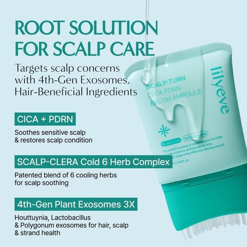 Lilyeve SCALPTURN Cica PDRN Scalp Serum - Strengthen Hair Roots & Relieve Itchy Scalp | 3.38 fl. oz.