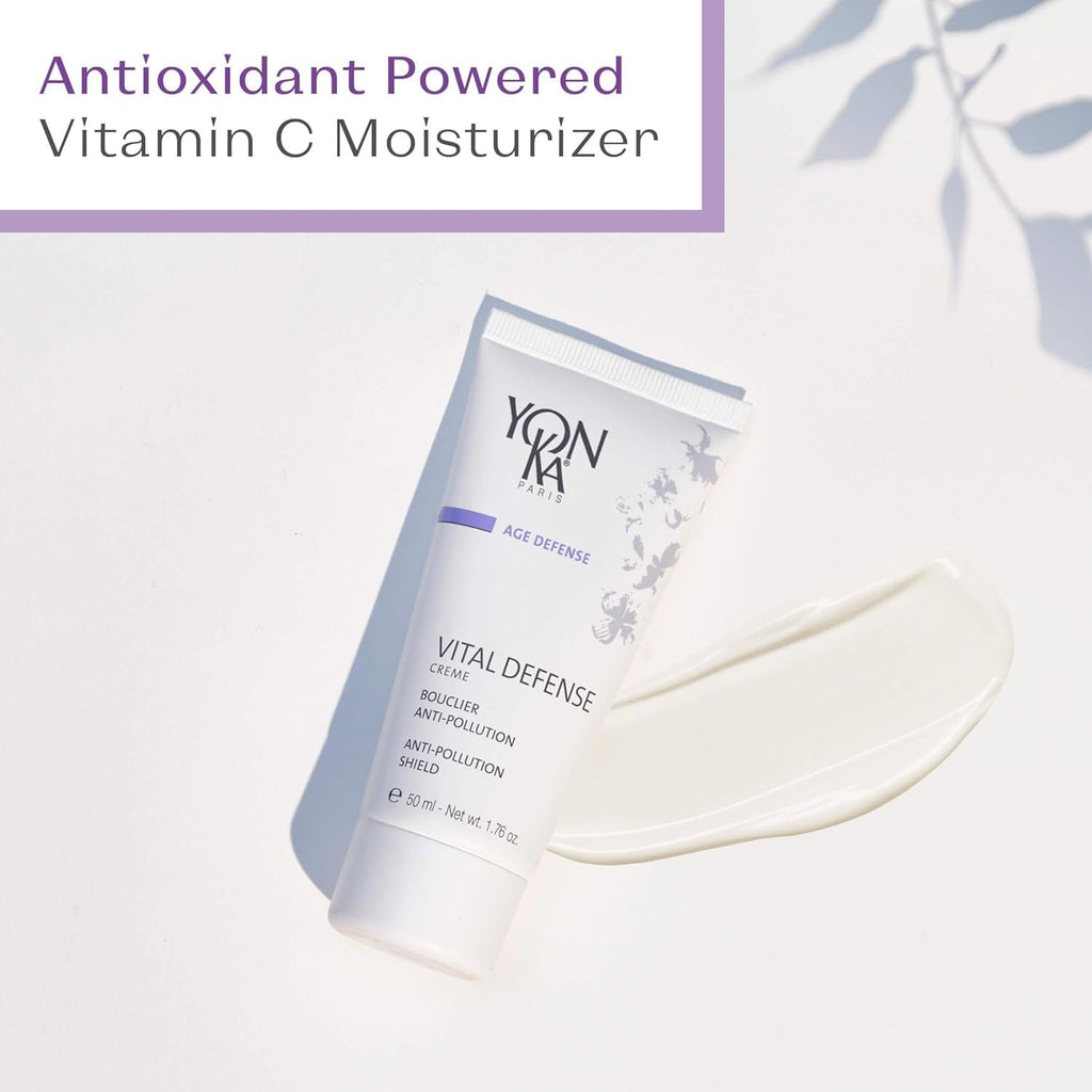 Yonka Paris Vital Defense Day Cream - Pollution Protection Vitamin C Moisturizer | All Skin Types, 84% Natural