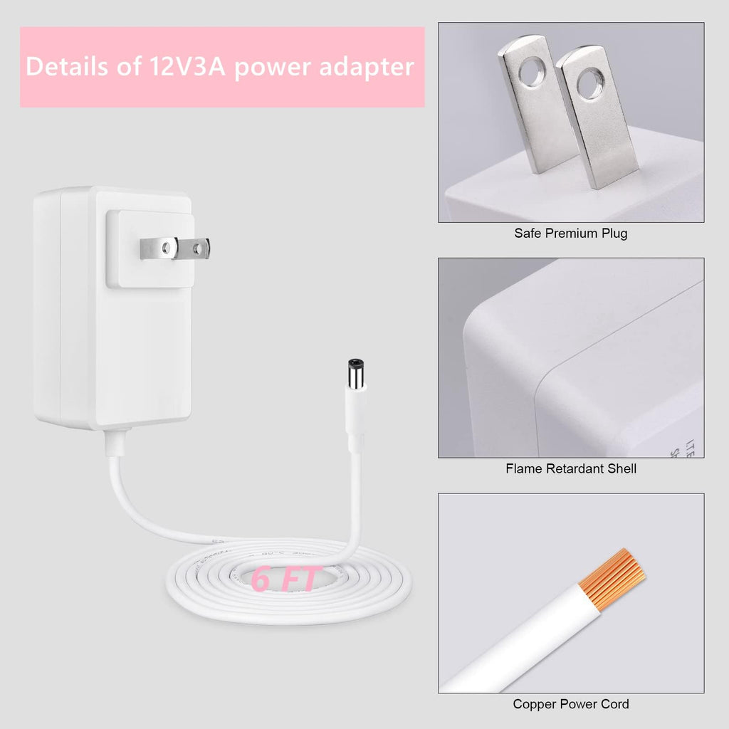 12V Charger Compatible with Spectra Breast Pump S2 S1, 6ft Power Cord Replacement fit for Electric Breast Pump S1 / S2 / S3 Pro / SPS100 / SPS200 / 9 Plus / M1 AC to DC Power Supply Adapter