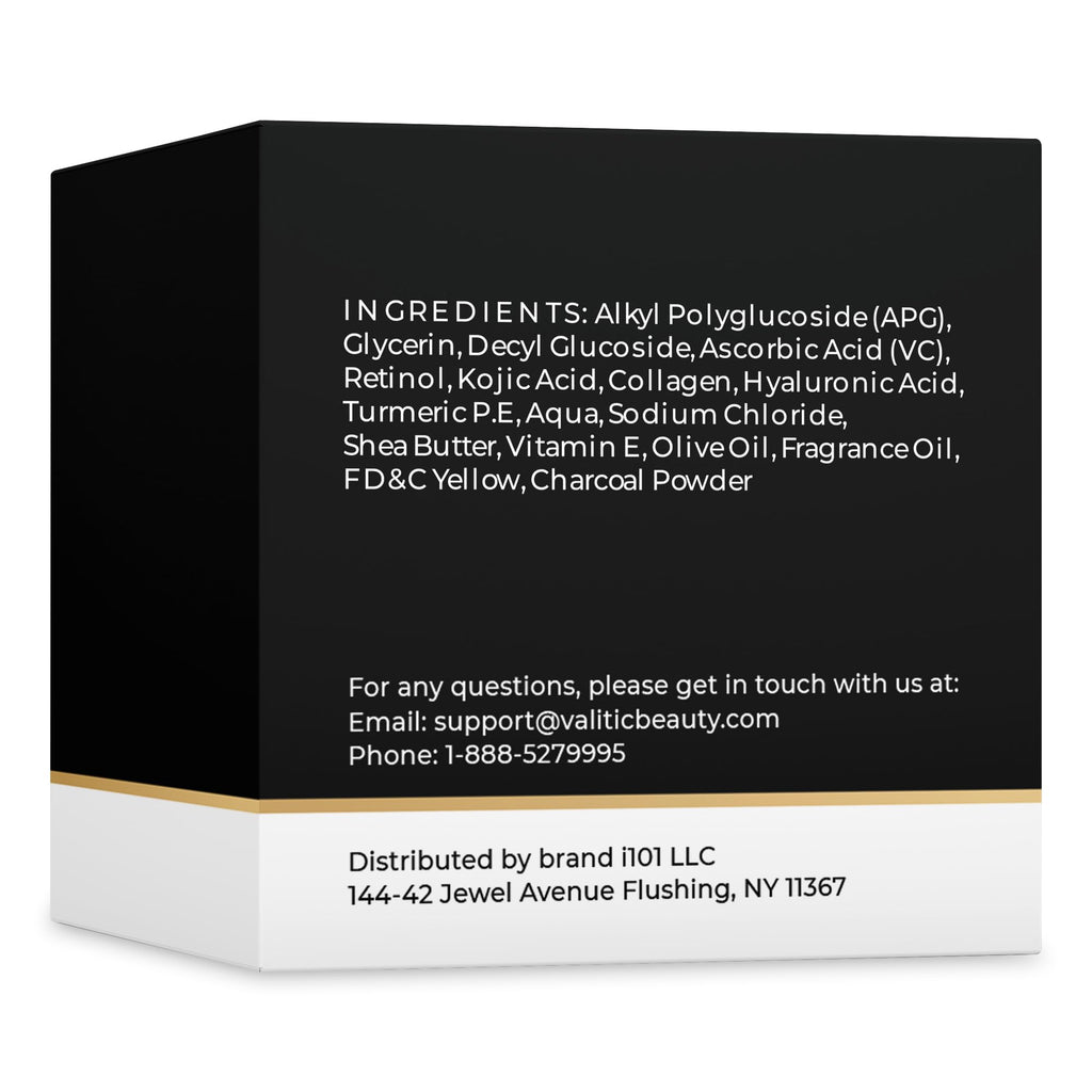 VALITIC Charcoal Kojic Acid Turmeric Black Soap Bar Dark Spot Remover for Body or Face Wash - 2 Pack
