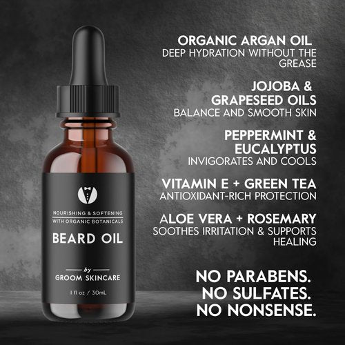 GROOM Forest Scented Beard Oil for Men - Woodsy Conditioner & Moisturizer | Lightweight, Non-Greasy | 1 oz