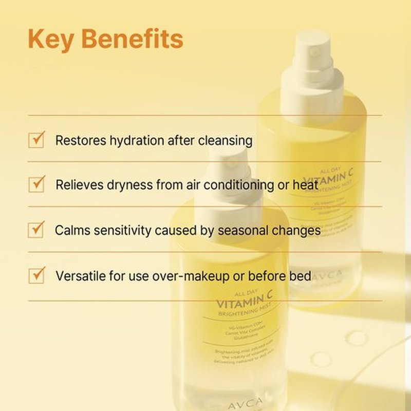 AVCA All Day Vitamin C Brightening Face Mist - Hydrating Facial Spray with Glutathione & Vitamin Complex | 5.07 fl oz