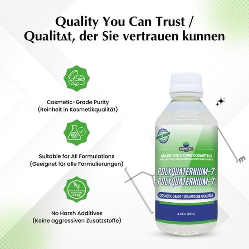 MYOC Polyquaternium-7 (119 ml / 4.02 fl oz) - Cosmetic Grade Conditioning Polymer for Shampoos Conditioners Serums & DIY Haircare Formulations