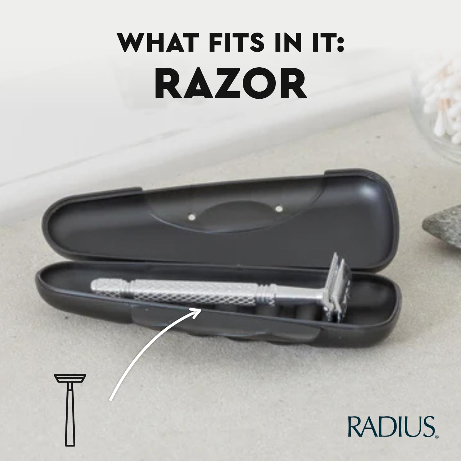 RADIUS Razor Travel Case, BPA-Free Recycled Plastic, Portable for Bathroom, School, Home, Camping - Lavender