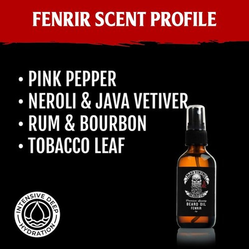 Mad Viking Fenrir Beard Oil - Naturally Hydrate & Soften Your Beard | Bold Neroli, Rum & Tobacco Scent - 2oz
