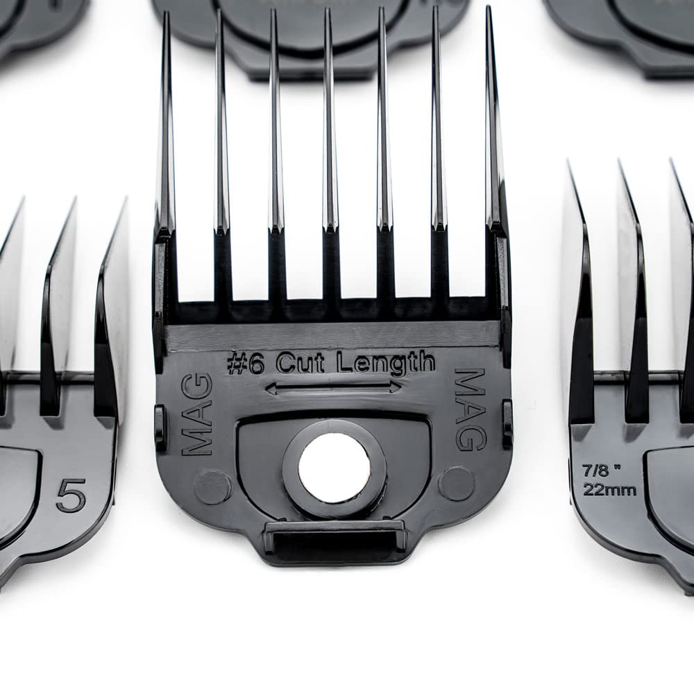 Kaynway for Andis Magnetic Clipper Guards 10PCS, Upgrade Professional Clipper Guard Comb Guides for Andis Master Hair Clippers - 1/16" to 1"(Black)