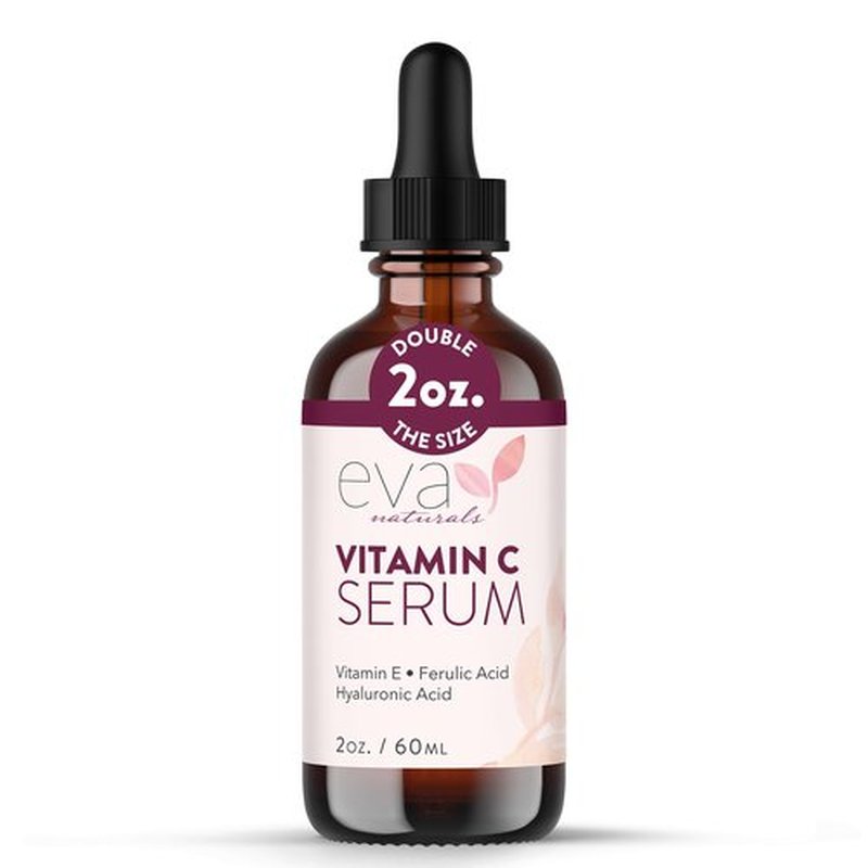 Eva Naturals Vitamin C Serum for Face - 20% Vit C with Hyaluronic Acid, Ferulic Acid & Vitamin E - Facial Serum for Dark Spots, Acne, Anti Aging, Glow & Even Skin Tone, 2 Fl Oz