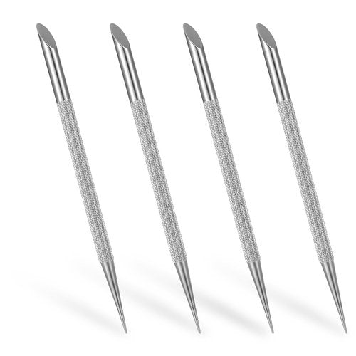 Guduling 4 pcs Stainless Steel Cuticle Pusher,Cuticle Remover Tool,Nail Cleaning Cuticles Stick,Metal Nail Cuticles Pusher Nails Polish Remover Tool for Professional Manicure Pedicure