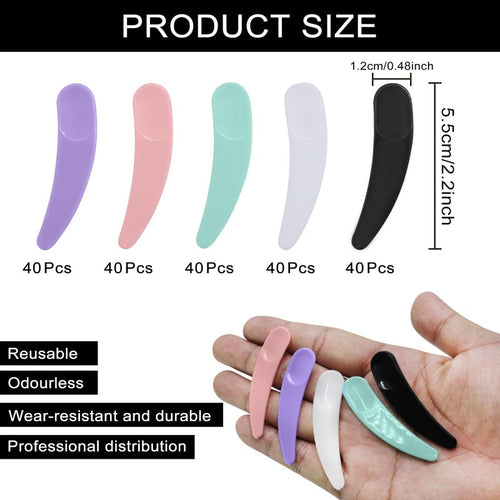 200 Pcs Mini Makeup Spatula Set, 2.2 Inch Cosmetic Spatulas, 5 Colors (Black, White, Green, Purple, Pink) Disposable Makeup Spatulas for Creams, Lotions, and Skincare Multi-Purpose Beauty Tools