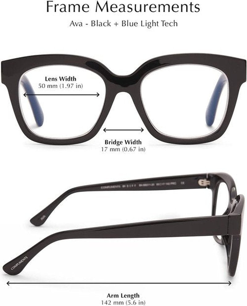 DIFF Ava Reading Glasses - Oversized Blue Light Blocking Readers | Lightweight Designer Frames