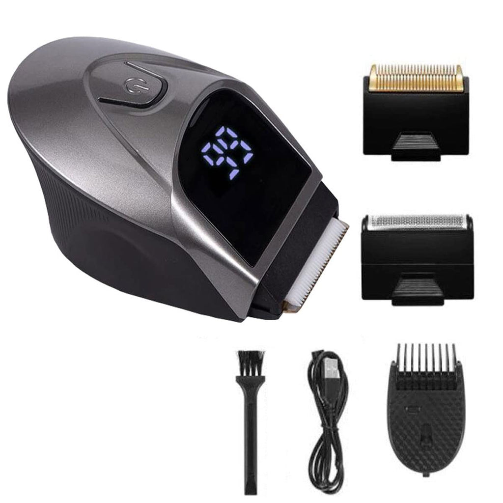 SUYOOULIN Self-Haircut Hair Clippers, Shortcut Grooming Haircut Kit, Waterproof Rechargeable Cordless Electric Hair Trimmer Men Head Clippers, 2 Cutting Heads, 4-in-1 Limit Comb (Grey)
