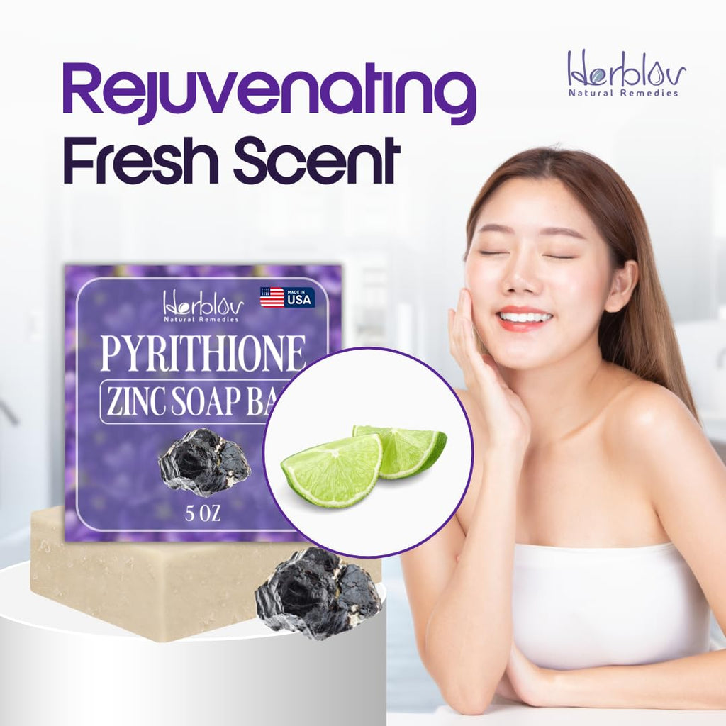 Zinc Soap Bar with Zinc Pyrithione – Gentle All-Natural Face & Body Wash – Daily Cleansing Formula for Oily, Sensitive & Blemish-Prone Skin – Exfoliating Bath Bar Skincare Cleanser – Made in USA