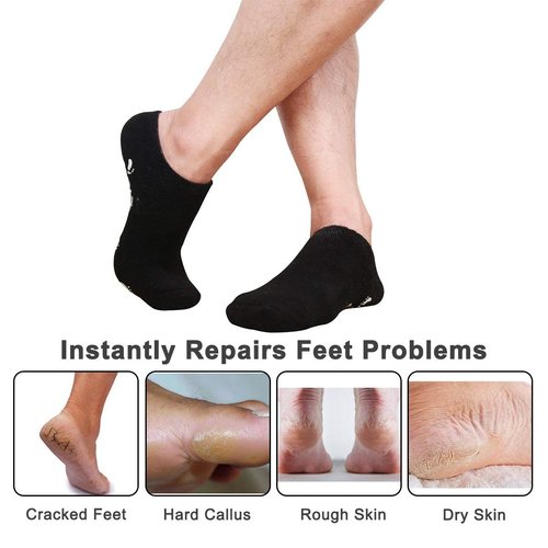 Large Men Moisturizing Gel Socks - 2 Pairs Foot Care Treatment for Dry Cracked Rough Skin - Spa Lotion Socks for Repairing US10-15