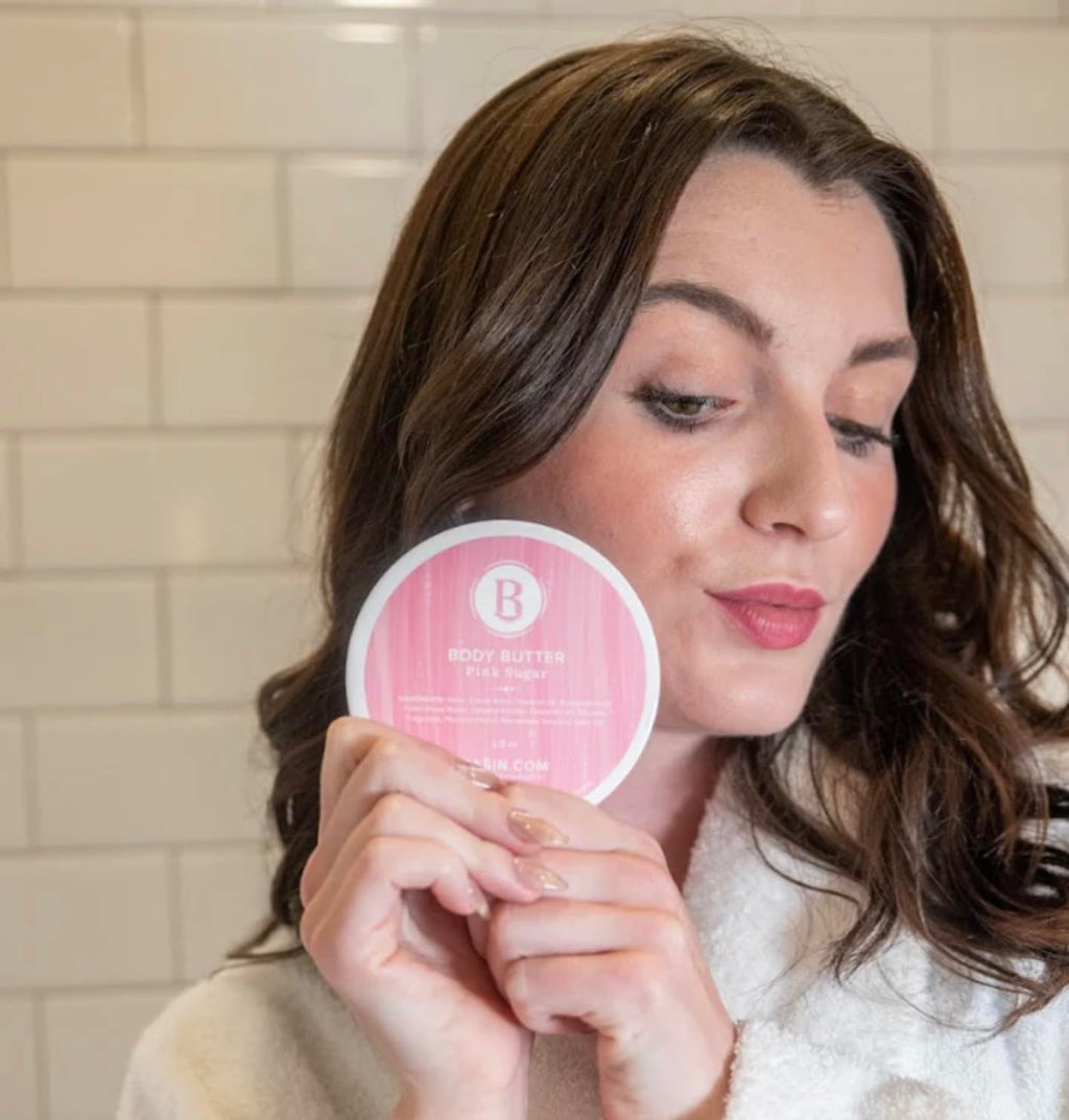 Basin Pink Sugar Body Butter - Natural Cotton Candy Scent Moisturizer with Shea Butter & Cocoa Butter - Sweet Body Cream for All Skin Types - Made in USA