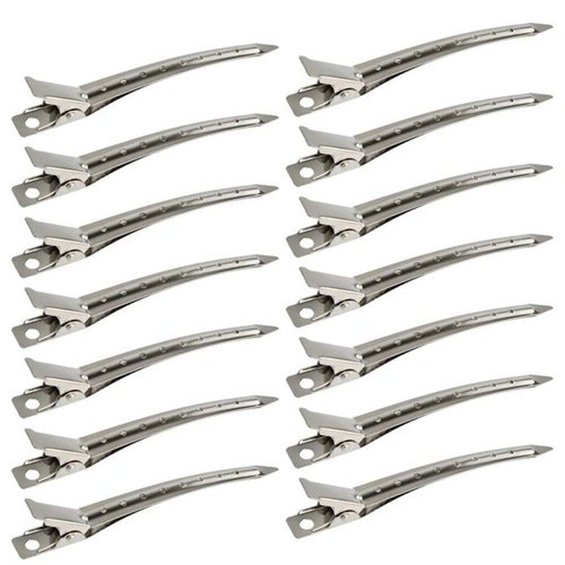 Bantoye Duck Bill Clips - 3.5 Inches Rustproof Metal Alligator Hair Styling Clips | Silver, 24 Packs