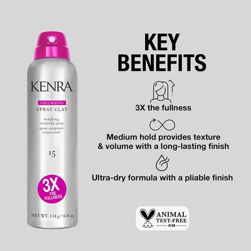 Kenra Volumizing Spray Clay 15 - Bodifying Fullness Spray for All Hair Types | Medium Hold & Long-Lasting Volume