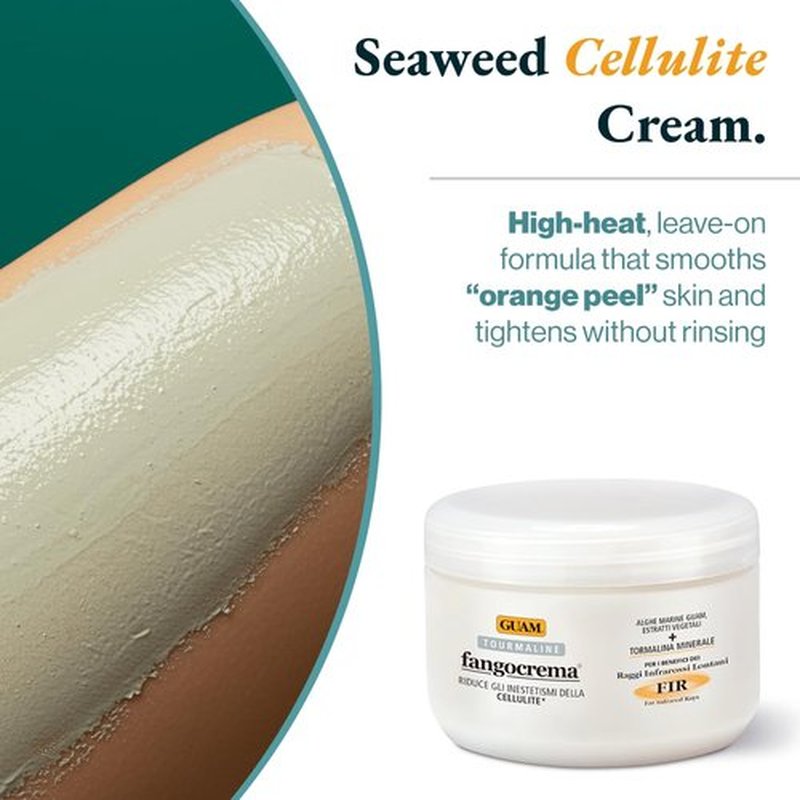GUAM Fangocrema Anti-Cellulite Cream - Seaweed & Tourmaline FIR for Skin Tightening | Hot Gel with Caffeine (10.5 Oz)