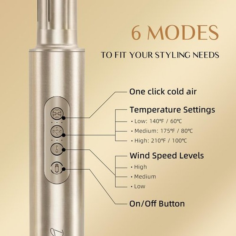 DORISILK 8 in 1 Hair Styler & Hair Dryer Brush Blow Dryer, 110,000 RPM High-Speed Hot Brush Styler, Ionic Smooth Cepillo Secador de Cabello Multi Straightener Curler Volumizer Dryer, Champagne Gold