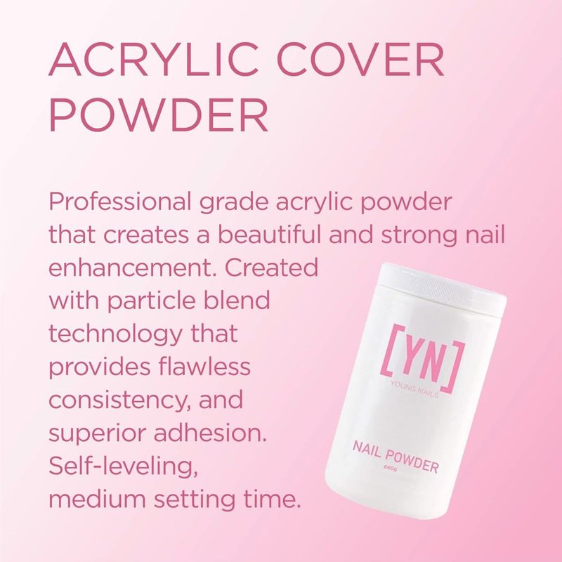 Young Nails Acrylic Cover Powder - Professional Self-Leveling Nail Powder in Cherry Blossom, 660g