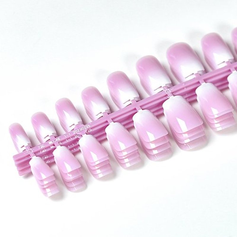 120Pcs Ombre White French Tip Press on Nail Medium Short Square Gradient Pink Fake Nails, Full Cover Glossy False Nails Acrylic Glue on Nailswith Adhesive Tabs for Kid Women Girls Finger Nails Design