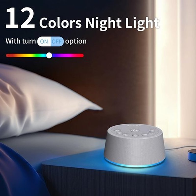 SoundLegend Sleep White Noise Machine - 32 Volume Levels, 30 Soothing Sounds, 12 Color Lights, Compact Design