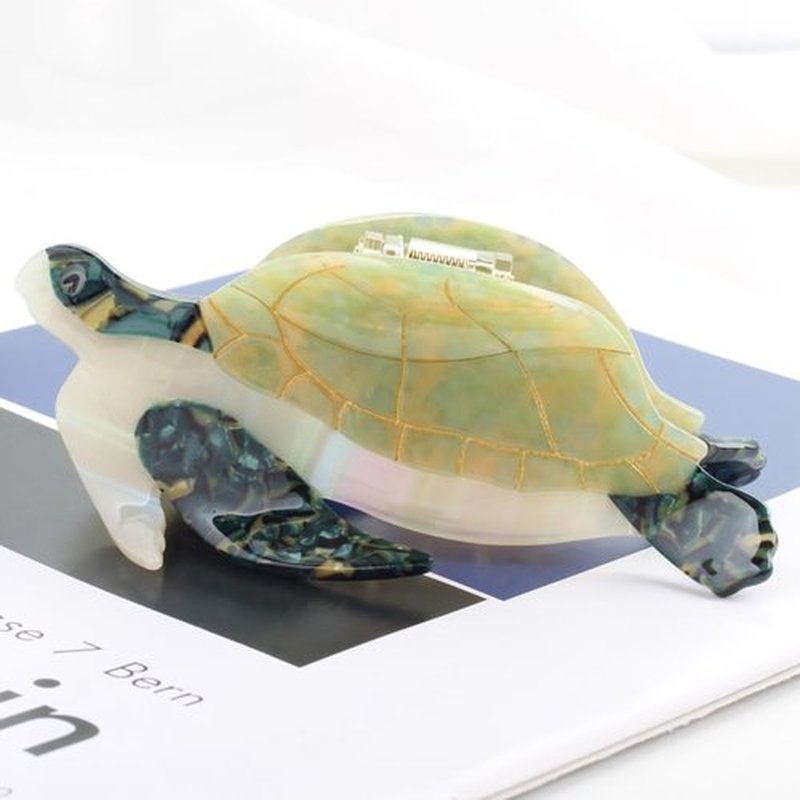 Fashion Sea Turtle Hair Clip,Acetate Hair Claw,Small Hair Clips for Women,Green