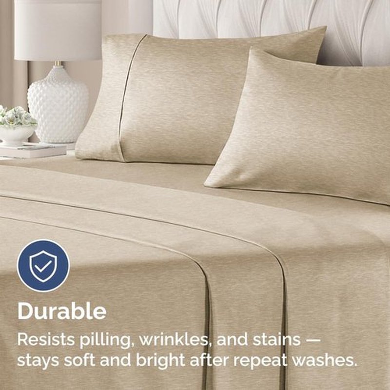 Skiennix Standard Pillow Cases Set of 4 - Soft Hotel Quality Covers - Machine Washable - Heathered Beige