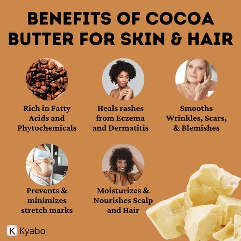Kyabo 100% Pure and All Natural Cocoa Butter - 3lb - Food Grade - great for making lip balm, cream, hair products, candle, hair removal and craft projects - Made with Organic Cacao