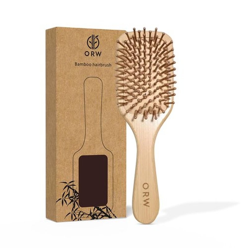 ORW OREN'S Bamboo Hair Brush for Hair Growth - Bamboo Bristle Detangler Paddle Brush, Scalp Stimulation – Natural, Sustainable Hair Care for Women, Men & Kids - Narrow