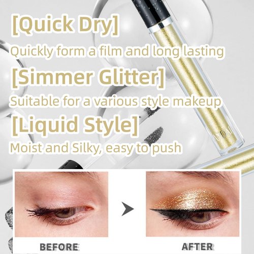 Skiennix Liquid Glitter Eyeshadow - Long-Lasting Shimmer Makeup in Gold | Quick-Drying Formula