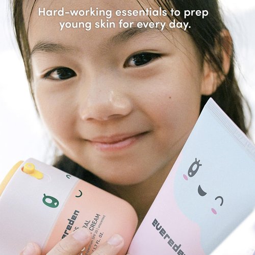 Evereden Kids Healthy Morning Duo Spa Headband for Girls: Clean & Vegan Skin Care Bundle | Cloud Face Wash + SPF 20 Mineral Face Cream | Non-Toxic | Easy-to-Use Skincare