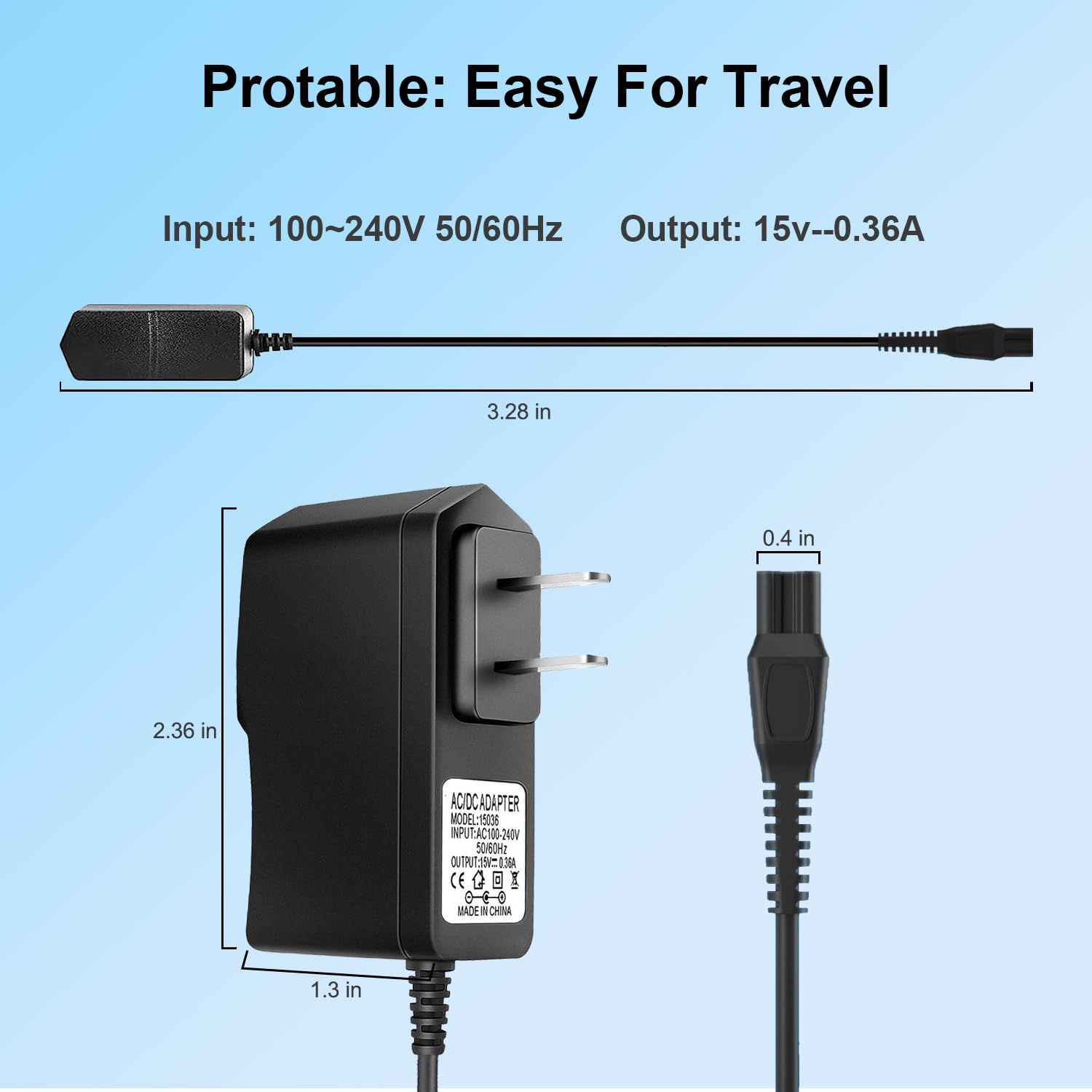 HQ8505 Charger for Philips Norelco 7000 5000 3000 8000X 8500X 9000 Series MG7 S1560 Electric Beard Trimmer 15V AC Adapter Power Supply Cord