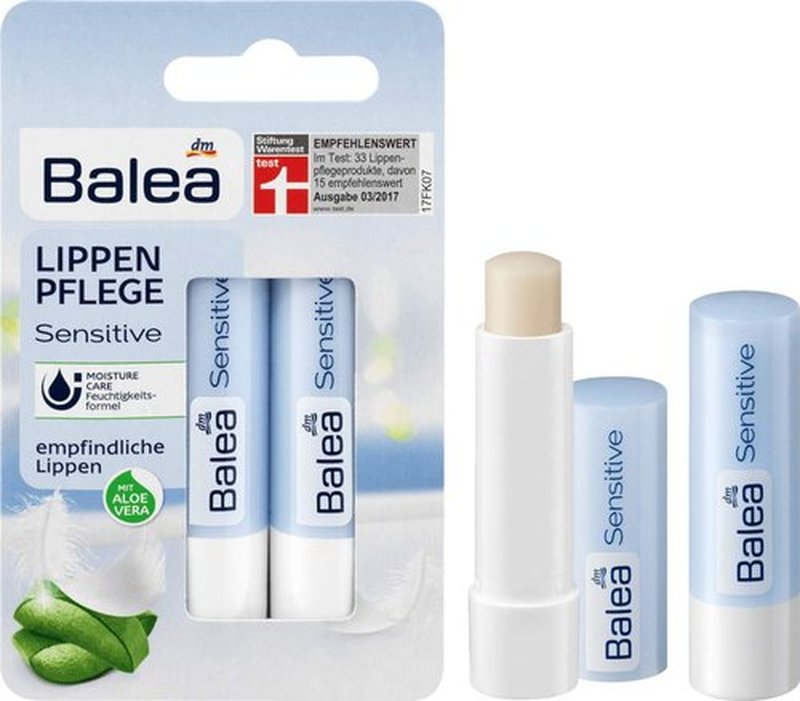 Balea Sensitive Lip Care - Nourishing Aloe Vera, Avocado & Almond Oil - 2 Pack