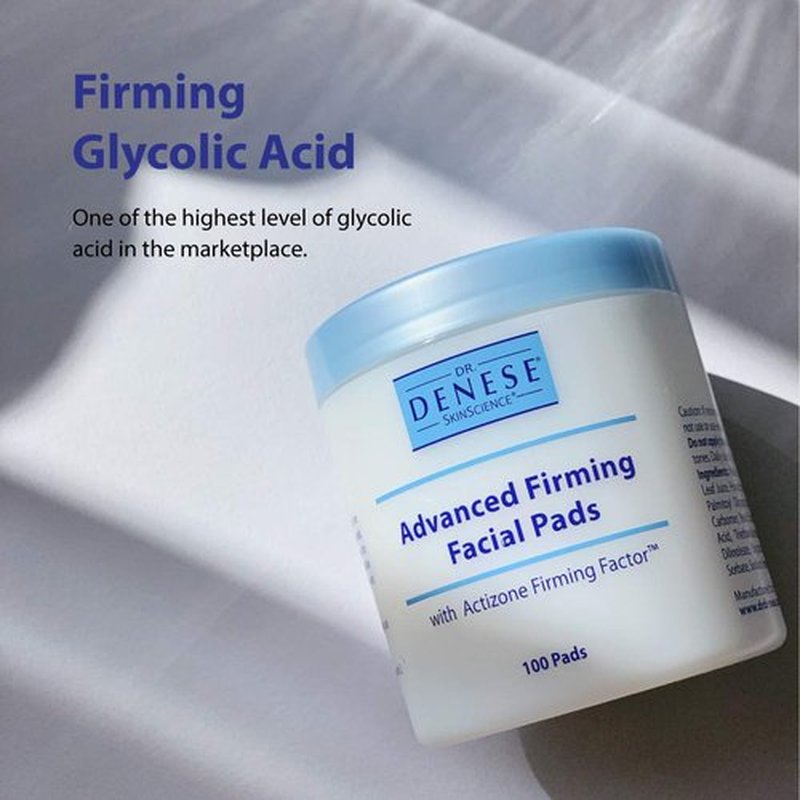 Dr. Denese SkinScience Advanced Firming Facial Pads - Exfoliating Glycolic Acid & Peptides, 100 Count | Smooth, Radiant Skin