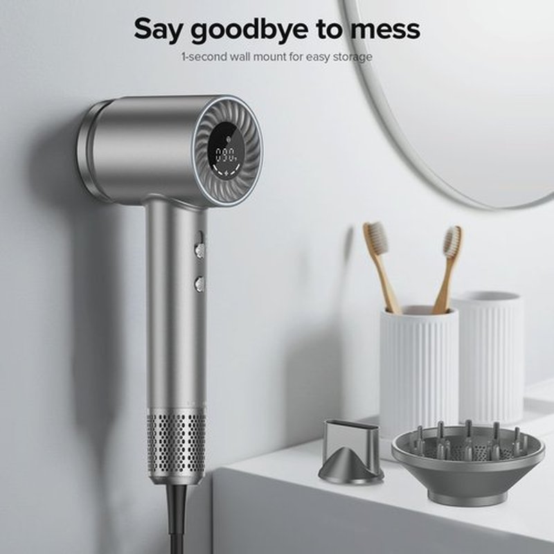 Hair Dryer, 150000 RPM Brushless Motor with 500M Negative Ions, Fast-Dry Lightweight Design, ThermoControl & Magnetic Nozzle/Diffuser, Low Noise Salon Blow Dryer for All Hair, Travel, Home