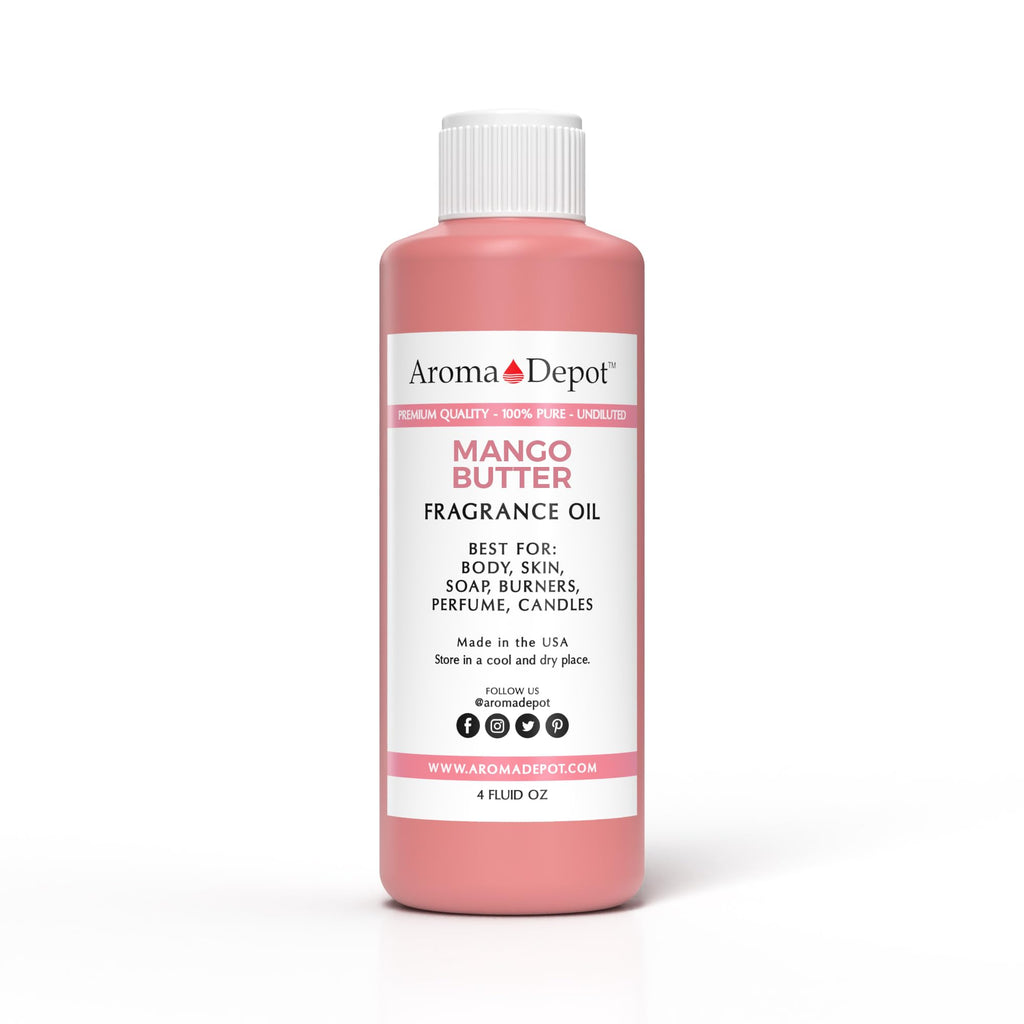 Aroma Depot Mango Butter 4 oz. Perfume Oil for Making, Body Oil, Soap, Candle Making & Incense. Our Version is a Premium Quality Undiluted & Alcohol Free