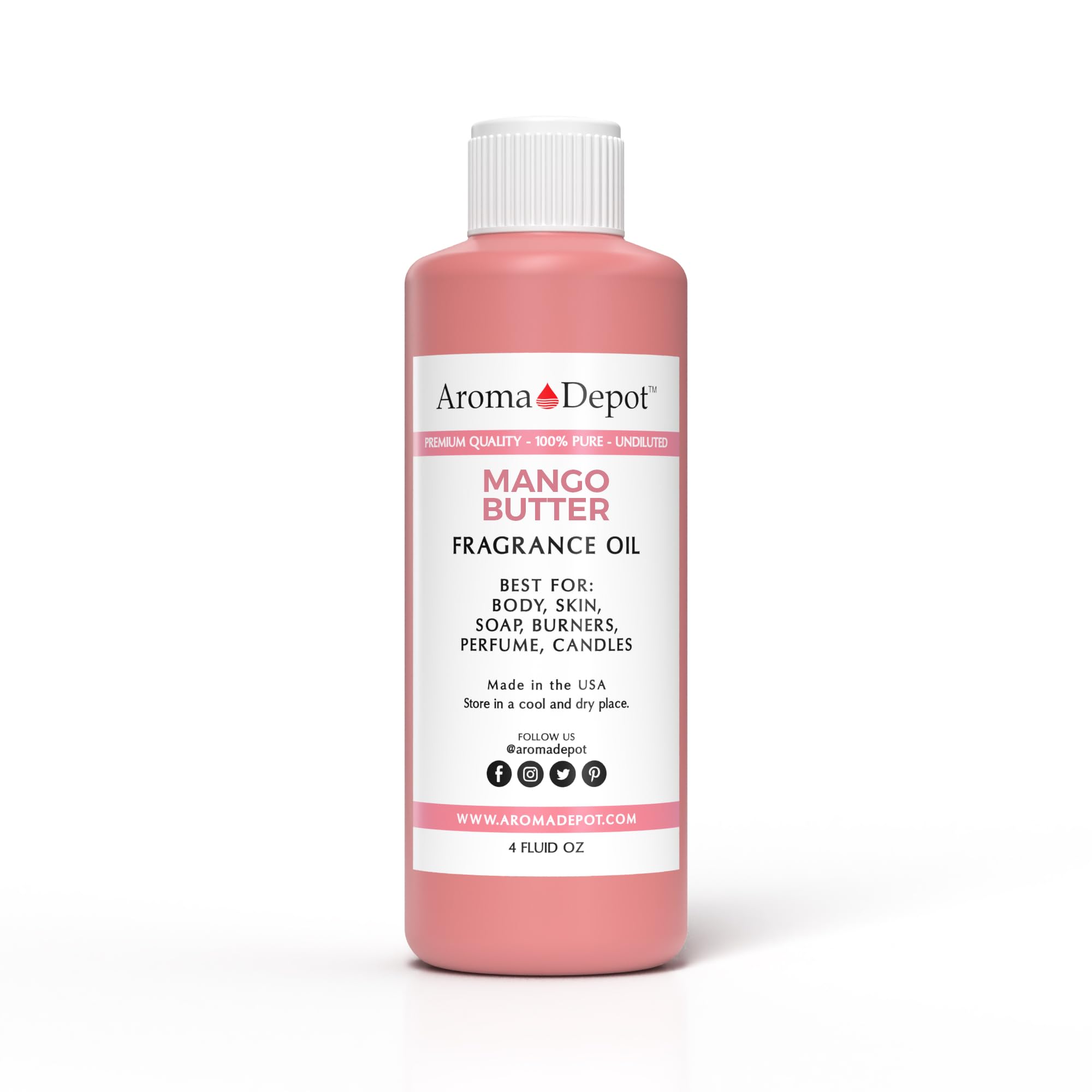 Aroma Depot Mango Butter 4 oz. Perfume Oil for Making, Body Oil, Soap, Candle Making & Incense. Our Version is a Premium Quality Undiluted & Alcohol Free