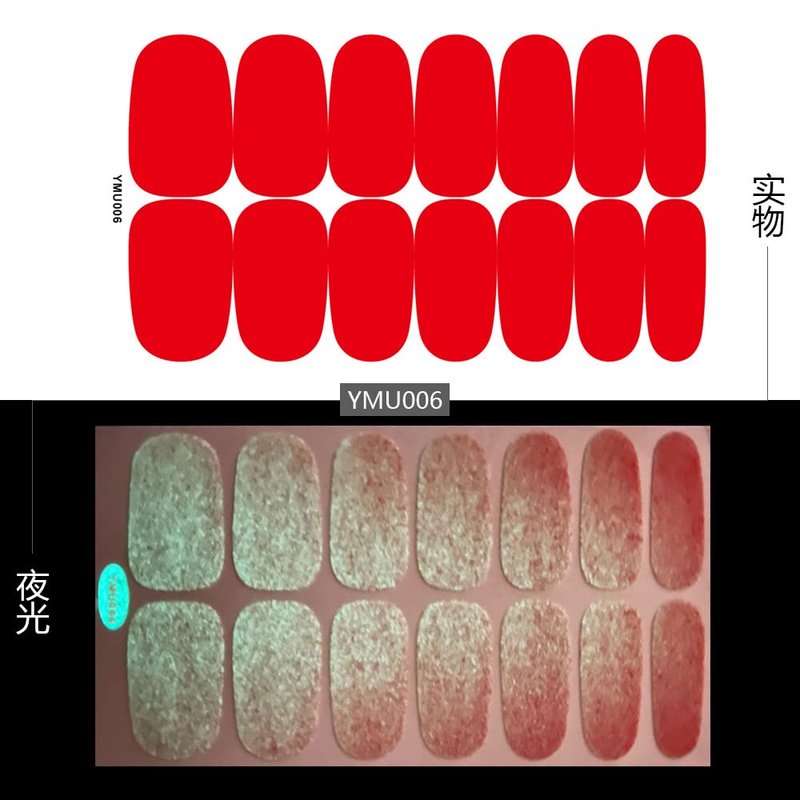 XEAOHESY 12 Sheets Luminous Solid Color Nail Polish Strips Self-Adhesive Glow in Dark Gel Nail Strips Fluorescent Bright Color Nail Stickers Full Wraps for Women