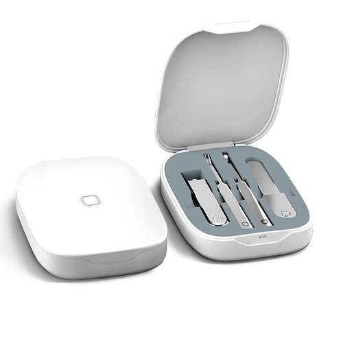 4-in-1 Nail Care Set with Storage Case - Stainless Steel Nail Clippers, Cuticle Fork, Ear Pick, and Nail File - Travel Nail Cutter Kit for Men and Women - White