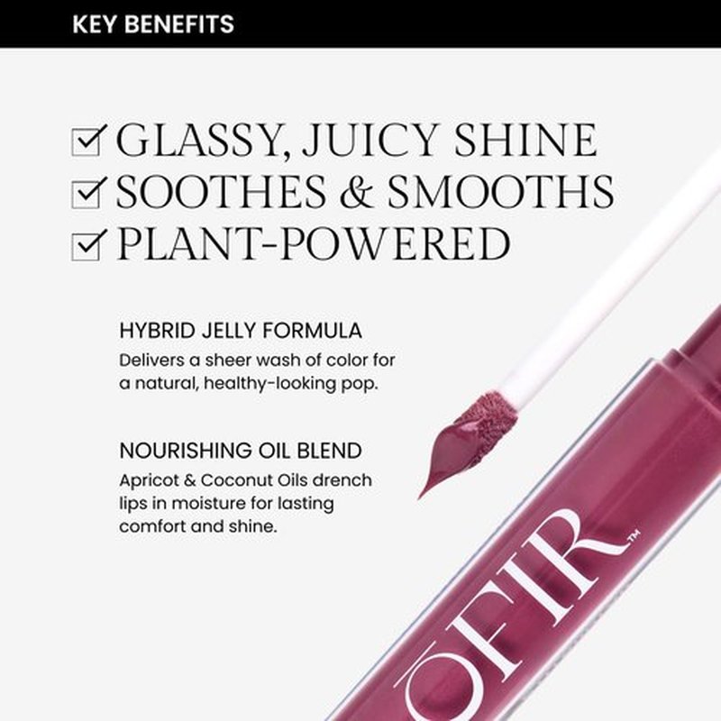 OFIR Hue Hydrator Sheer Lip Jelly | Luminous Gloss Shine Formula With Apricot Oil, Coconut Oil, Vitamin E for Subtle Color | Vegan, Cruelty Free Hydrating lip Balm | Poppy - Dusty Rose, 0.135 Fl oz