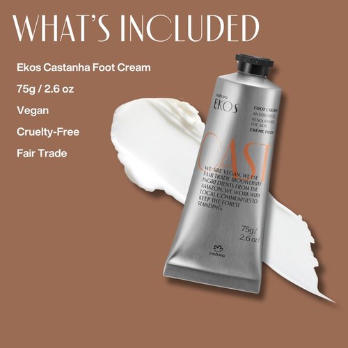 Natura Brazil Nut Nourishing Foot Cream - Deeply Moisturizes & Soothes Dry Skin - Vegan & Cruelty-Free - 2.6 oz (75g)