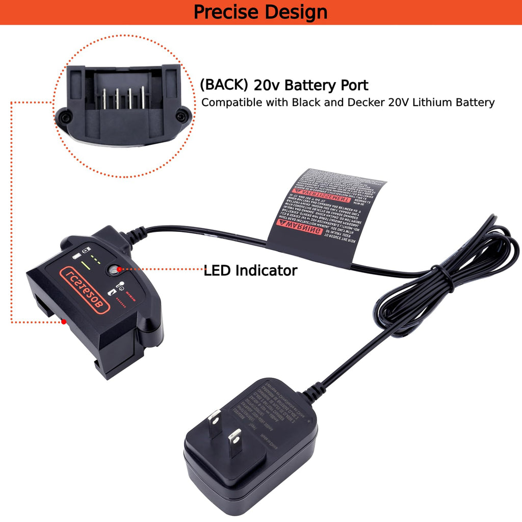 Tulepowceeng LCS1620B Charger Compatible with Black and Decker 20V 12V Max Lithium Battery LBXR20 LBX4020 LBX20 LBXR2020 Replacement for 20v Lithium Battery Charger LCS1620 BDCAC202B