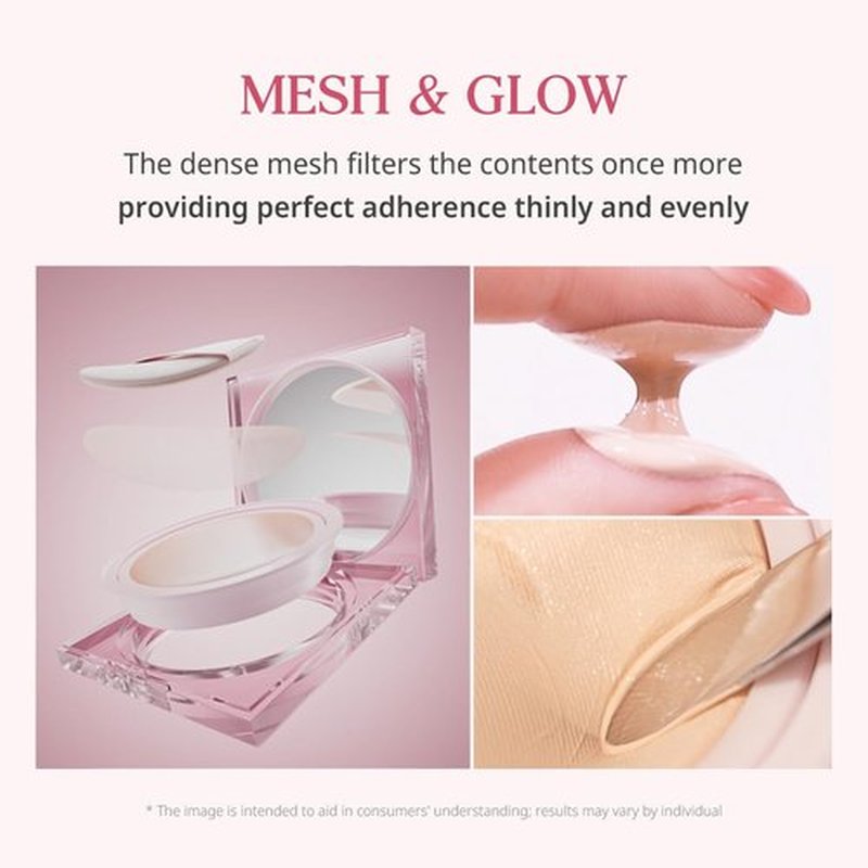 CLIO Kill Cover Mesh Glow Cushion Foundation ([Refill Included] 15g*2, 23N GINGER), Glass Skin, Long-Lasting, Lightweight, Buildable Coverage, Glowy Skin Makeup