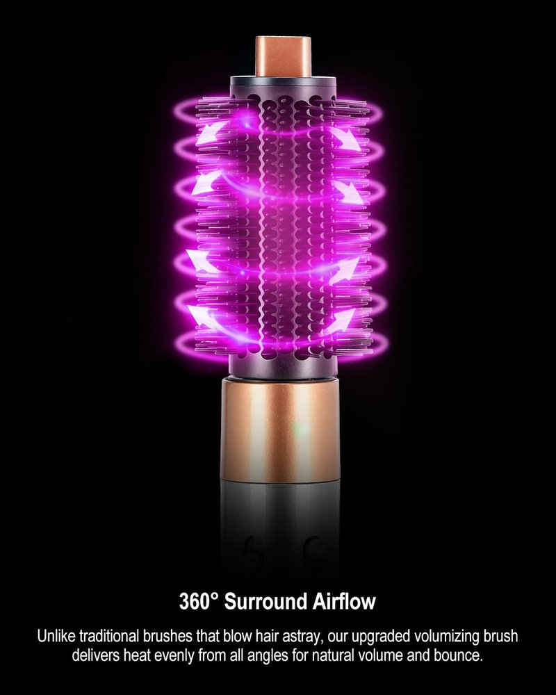 Upgraded Round Volumizing Brush Attachment Compatible with Dyson Airwrap Multi-Styler, Reduced frizz for Voluminous Bouncy Style, fits HS01 HS05 i.d. Copper
