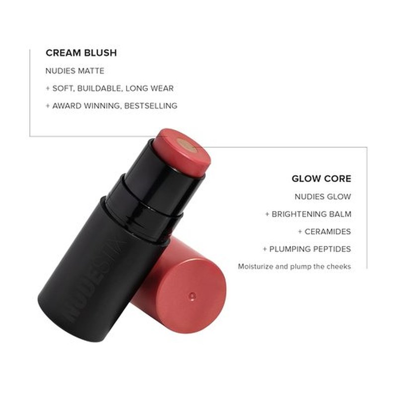 Nudestix Nudies Matte + Glow Core - Dual-Core Cream Blush Stick for Cheeks, Eyes & Lips | Hydrating Formula with Ceramides & Vitamin E