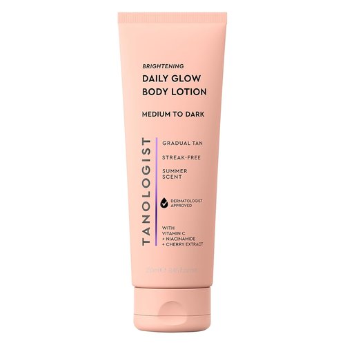 Tanologist Brightening Daily Glow Body Lotion - Medium/Dark Gradual Tanning, Streak-Free & Natural Finish, Vegan, 8.45 fl. oz
