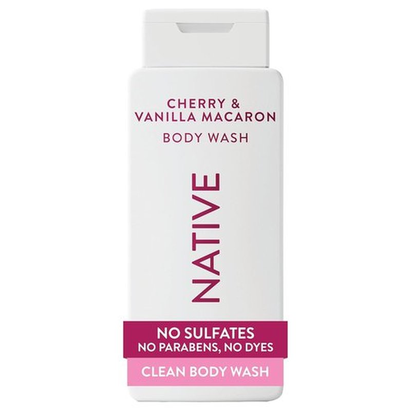 Native Body Wash - Naturally Derived Ingredients for Soft, Hydrated Skin | Cherry & Vanilla Macaron, 18 oz
