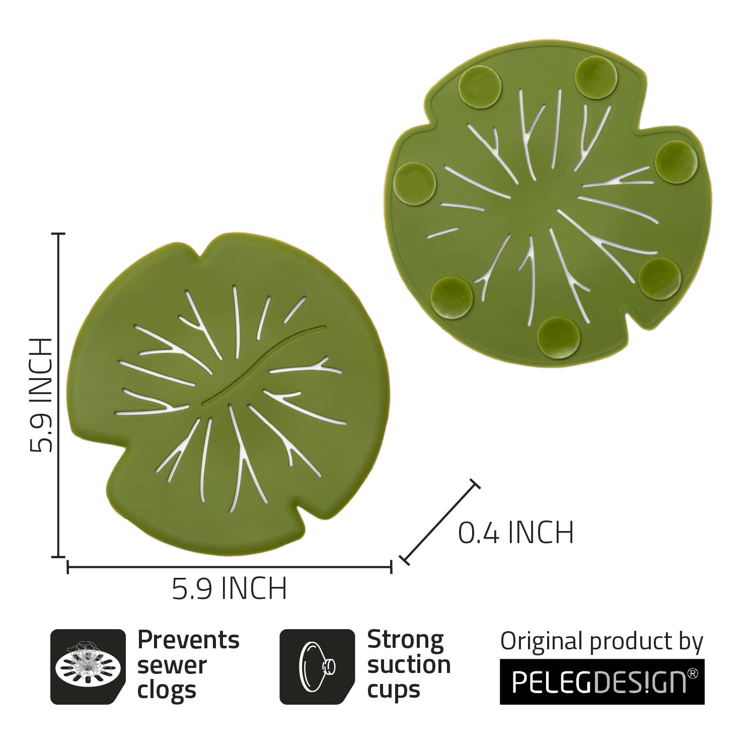 Peleg Design Lilytub: Drain Hair Catcher - Fun Lily Pad-Shaped Shower Drain Hair Catcher w/Suction Cups | Silicone Hair Catcher | Shower Drain Hair Catcher for Drains of Up to 4” | Cute Drain Cover