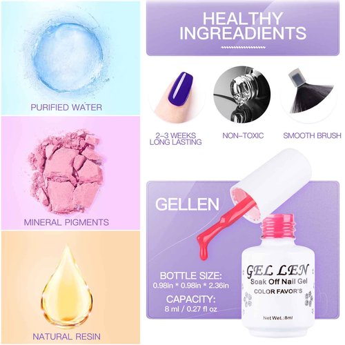 Gellen Nude Gray & Neutral Pink 6 Color Soak Off UV Gel Nail Polish Home Salon Manicure Kit