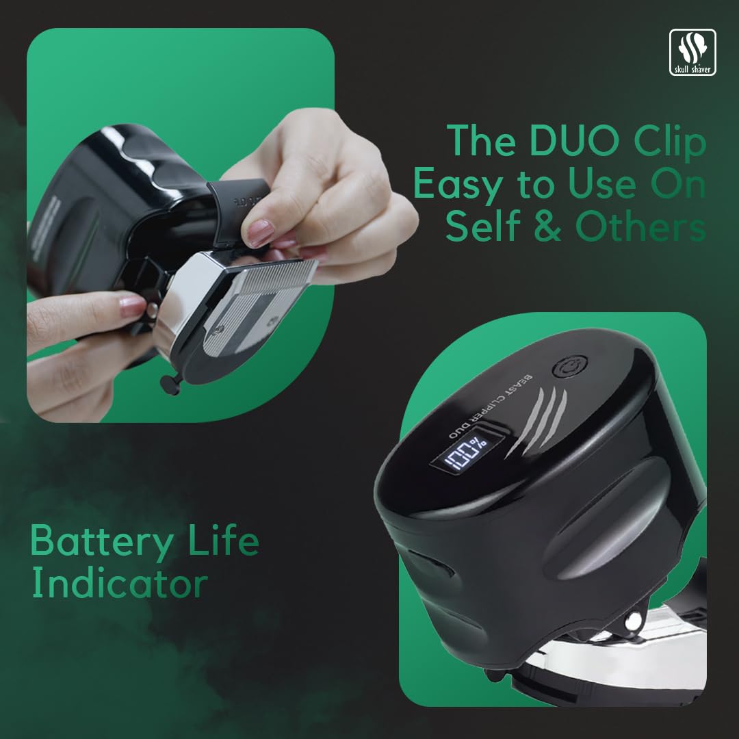 Skull Shaver Beast Clipper Duo - Home Haircut & Grooming Kit - Durable Steel Blades - Cordless Operation - Adjustable Combs - Designed for Men & Women